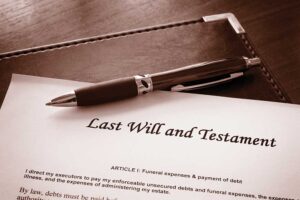 Last Will and Testament document with pen