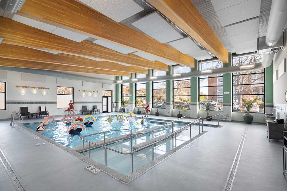 Proctor Place indoor pool and aqua fitness class